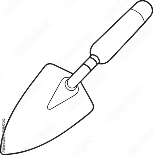 Garden trowel line artwork illustrating essential planting tool widely used for gardening and soil preparation