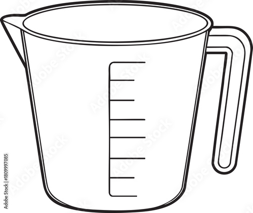 Measuring cup line illustration showing essential kitchen utensil used for accurate cooking ingredient portions