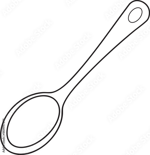 Cooking spoon outline artwork depicting simple kitchen utensil used for food preparation serving and cooking needs