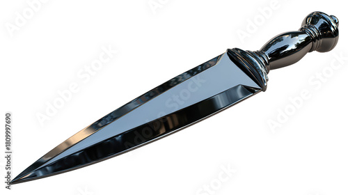 Polished Metal Dagger on Transparent Background