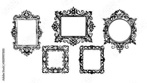 Ornate vintage frames decorative antique picture frame set art deco mirror frame vector design element 100 char