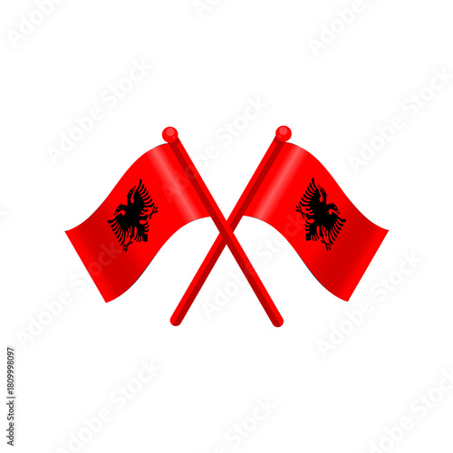 Two crossed albania flags waving illustration