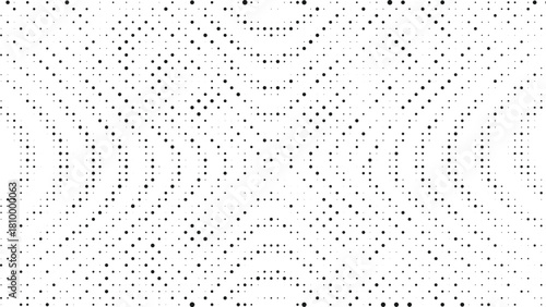 Symmetric wavy dotted geometric pattern with smooth flowing distortion in monochrome style ideal for contemporary abstract backgrounds minimal designs and modern decorative surfaces