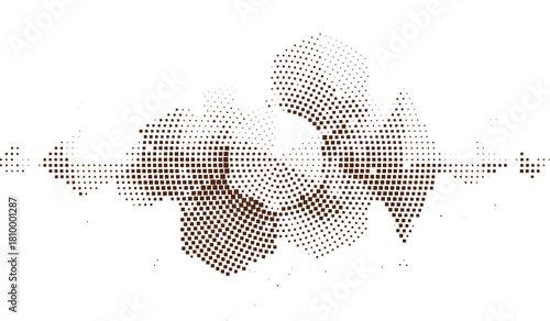 Brown halftone sphere ornament featuring gently shaded dotted clusters arranged geometrically suitable for elegant decorative graphics modern design layouts and artistic visual compositions