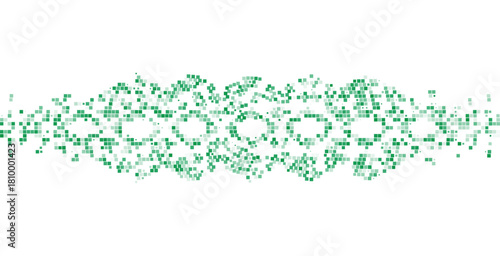 Soft green pixel scatter decorative band with mosaic style geometric motifs forming an elegant ornamental border ideal for ethnic craft inspired themes cultural artwork and modern vector layouts