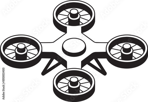 Quadrocopter drone isometric view vector icon set isolated on transparent background