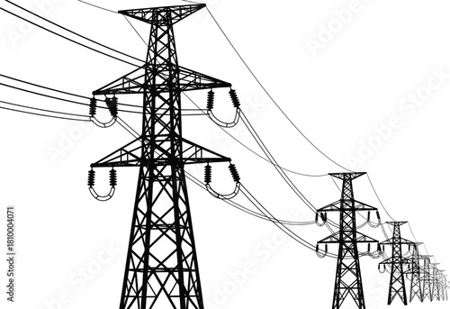 Electricity pylon, power transmission tower, high voltage grid, energy infrastructure, lattice structure, industrial network, electric lines, utility pole, engineering,