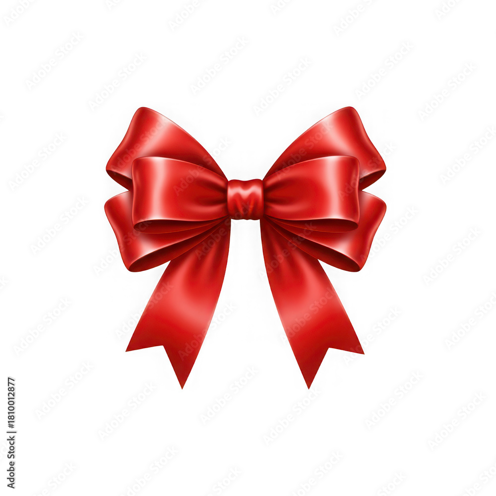 Fototapeta premium Vibrant red satin gift bow with elegant texture, ideal for all celebrations