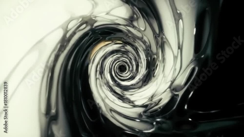 Abstract chrome tunnel vortex, dark background, for futuristic motion graphics or visual effects