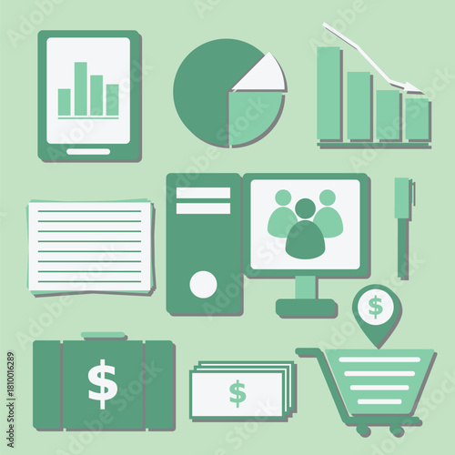 Set of Internet Investor at Home Color Icons