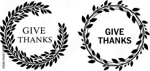Elegant give thanks floral wreath vector design for thanksgiving holiday