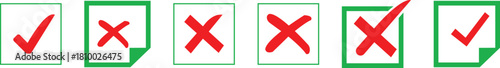 Six check mark and cross mark icons in green boxes
