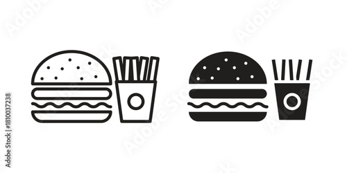 Burger Fries icon collection. modern simple icons for web