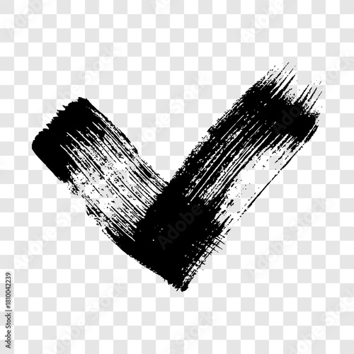 Black grunge brushstroke in the shape of a check mark