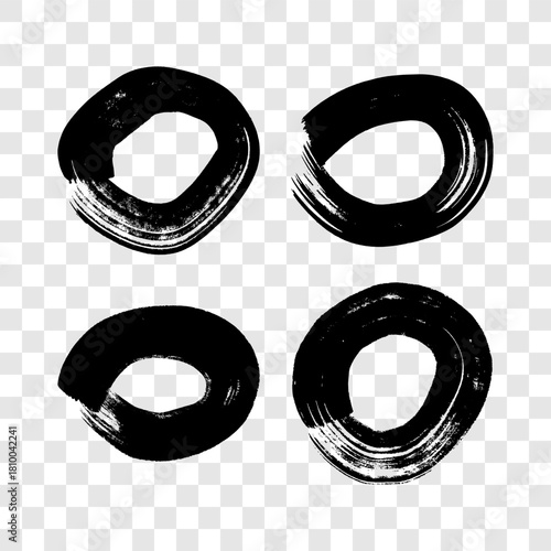 Set of black grunge brush strokes in circle form