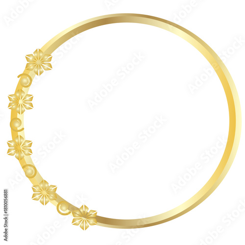 Round golden frame without background vector