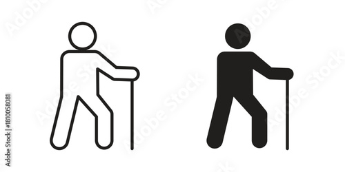 Person walking with cane icon collection. modern simple icons for web