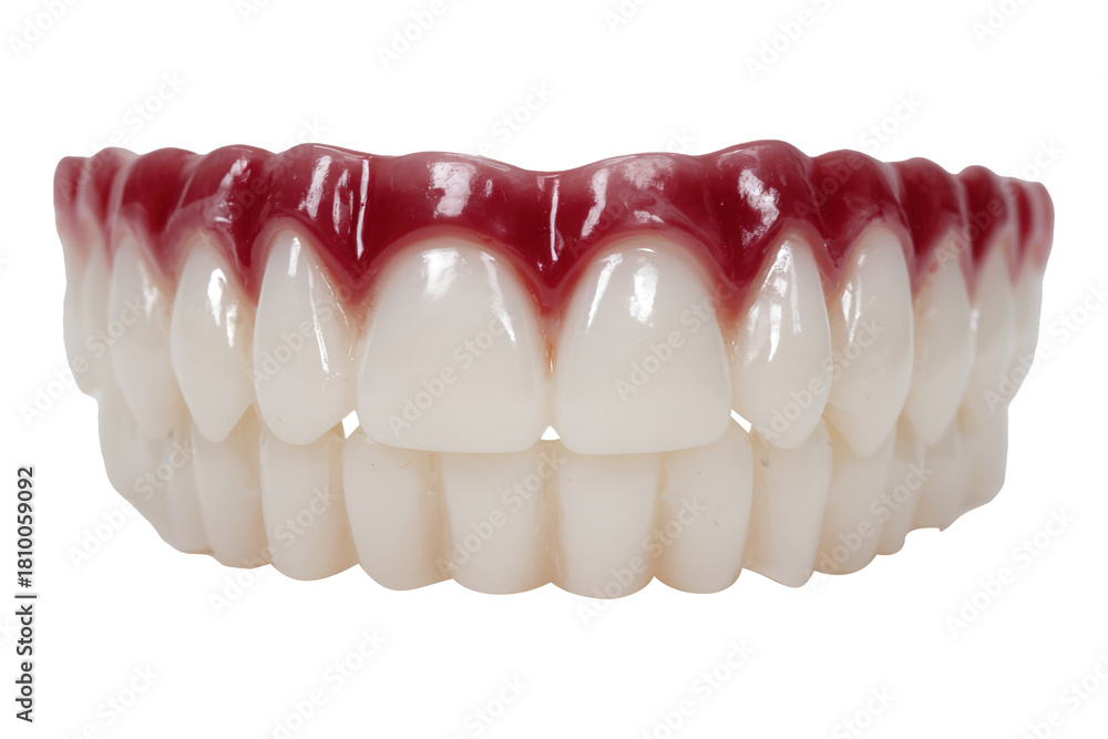 Fototapeta premium White plastic vampire fangs for halloween isolated on transparent background