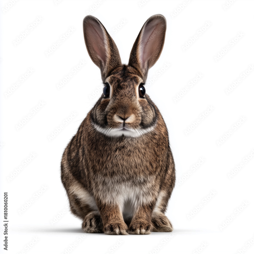 Obraz premium Cute brown rabbit sitting on white background