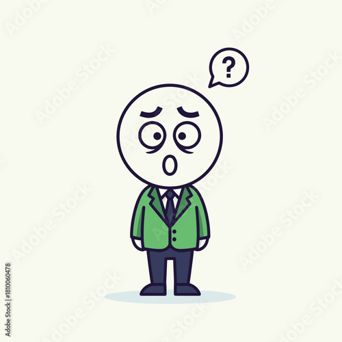 Confused businessman cartoon character with question mark