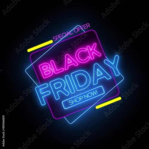 Black Friday Neon Title animation in a seamless loop