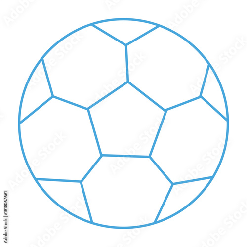 A light blue soccer ball with pentagons and hexagons