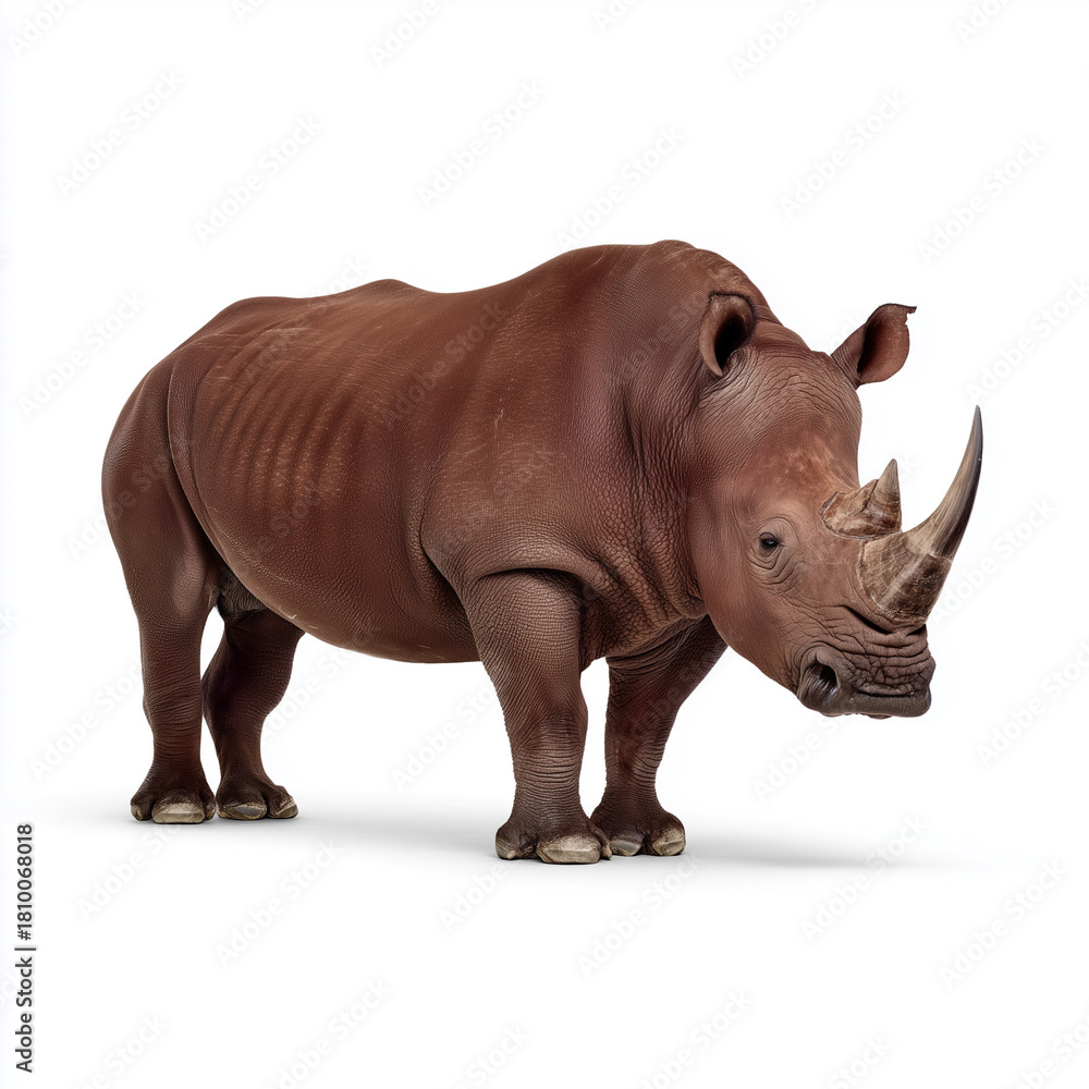 Obraz premium Brown rhinoceros isolated on white background