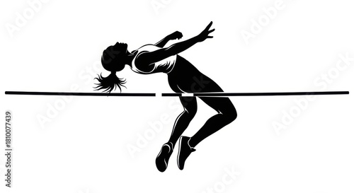  A Bold Vector Silhouette of a Female High Jumper Arching Over the Bar