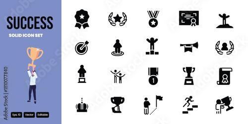 success solid icon set vector design good for web and mobile app