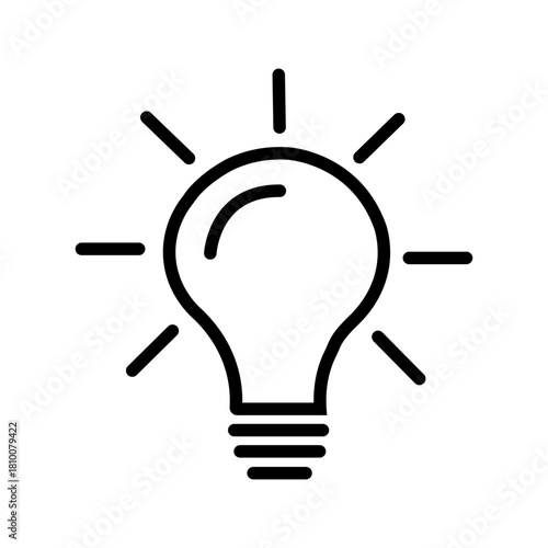 Simple lightbulb icon representing idea innovation and creative thinking in black and white