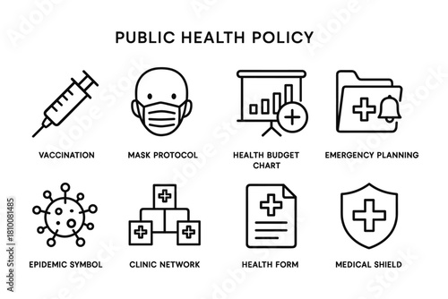 Essential icons for public health policy and safety measures