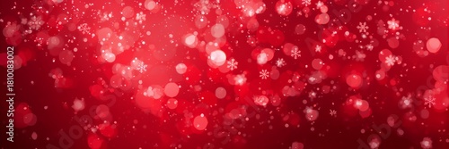 Elegant Christmas background with festive red bokeh and delicate snowflakes for holiday magic and vibrant seasonal designs