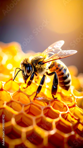 Biene auf Honigwabe 