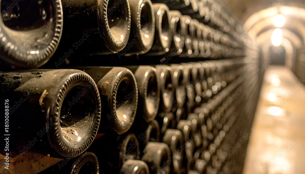 Fototapeta premium Weinkeller mit Weinflaschen