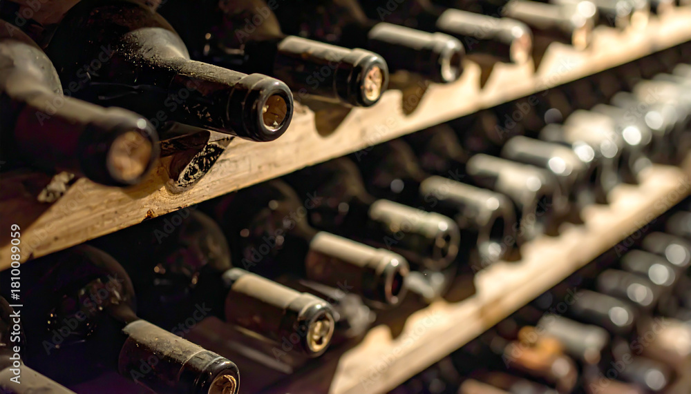 Fototapeta premium Weinkeller mit Weinflaschen