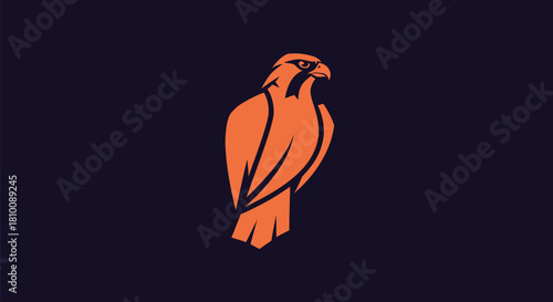 An orange falcon silhouette centered on a dark blue background