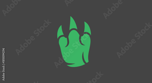 Green paw print with visible claws on a charcoal gray background