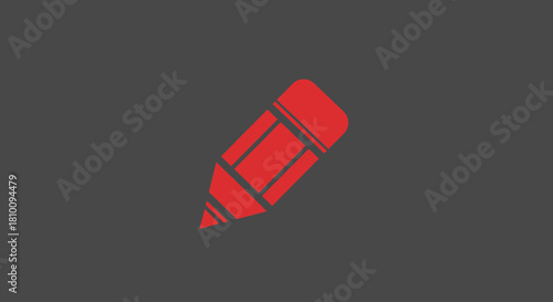 Red icon of a pencil, divided in parts, on grey background