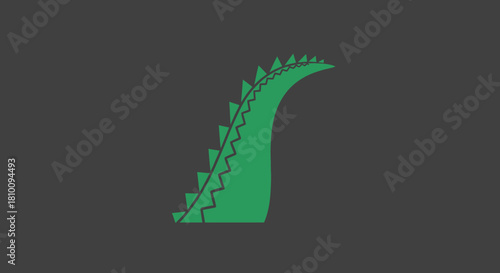 Green tail, spiked back on dark gray background