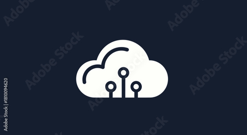 White cloud with tech circuits