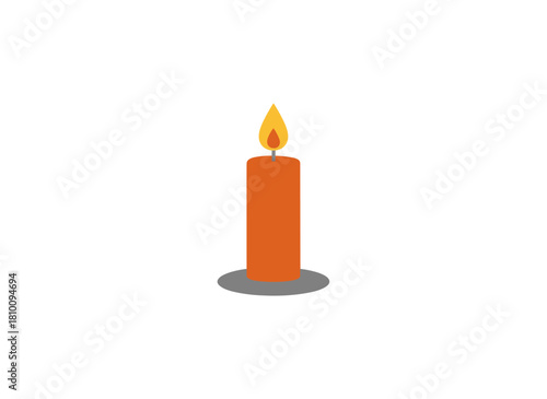 High wax candle perched on a stone candlestick, offering aromatic charm for a cozy home interior, with romantic scented glow in a modern marble holder, depicted as a flat vector illustration against