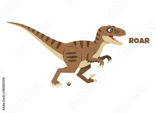 Bambiraptor, a feathered dinosaur from the Jurassic, was an ancient winged reptile with a beak and tail, portrayed as a large extinct creature in a flat vector illustration on a white background