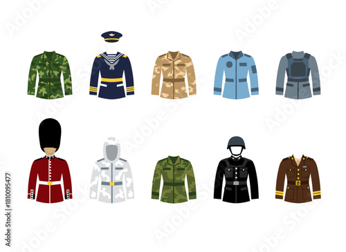 A set of flat cartoon characters depicting Russian and American military personnel in various uniforms, presented as a bundle of soldiers from Russia and the USA in a modern colorful illustration