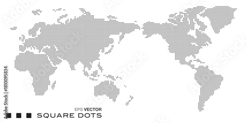 World map. Square dots. Vector illustration.	