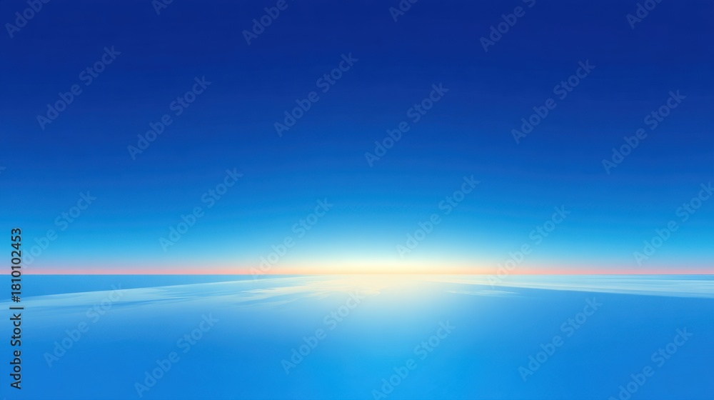 Obraz premium Soft light breaks the quiet morning as dawn paints the horizon with vibrant colors over tranquil waters.