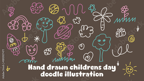 Hand-Drawn Children’s Day Doodle Illustration - Cute Kids Sketch
