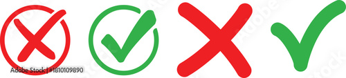 Red cross and green checkmark symbols on white background
