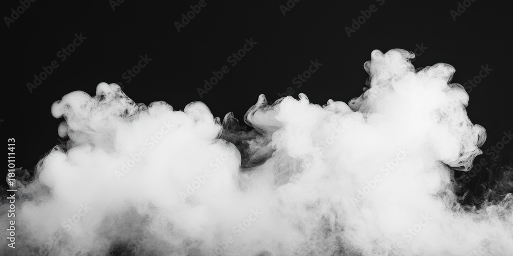 Naklejka premium A wispy cloud of white smoke on a dark background, creating an ethereal and dramatic visual effect.