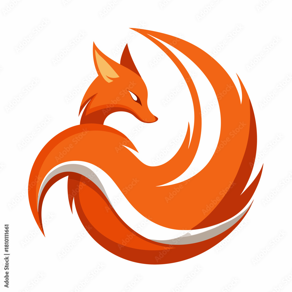 Obraz premium Stylized orange fox logo design Vector, illustration