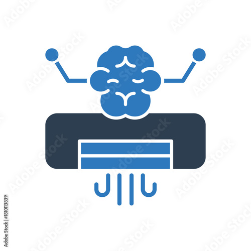 Smart Ac With Brain Icon - Artificial Intelligence AC Icon